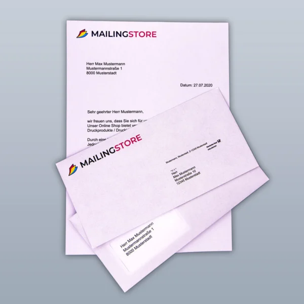 Kuvertierte Mailings: Anschreiben DIN A4 gefalzt im DIN lang Umschlag, gedruckt und versendet bei MAILINGSTORE.