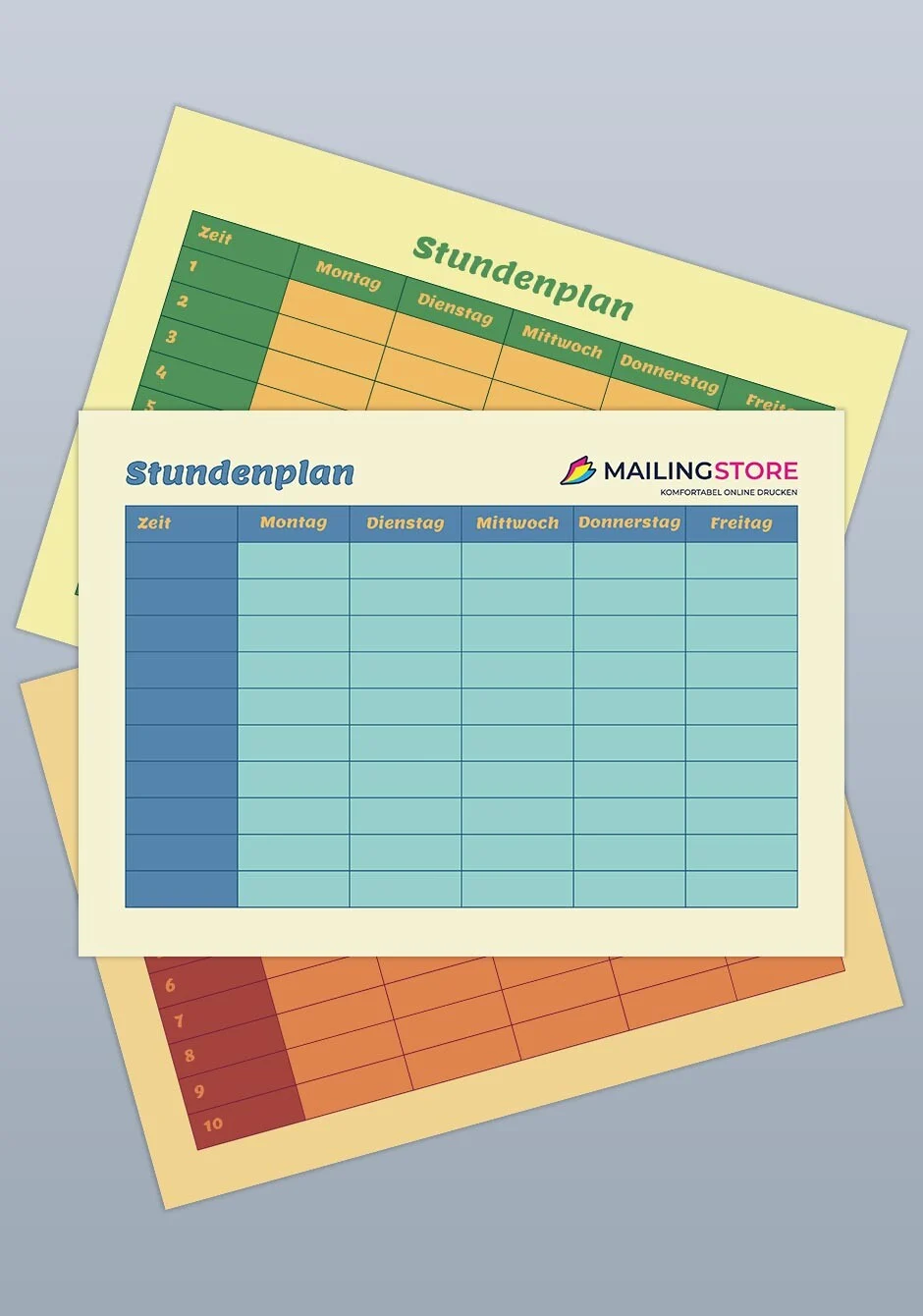 Stundenplan ab einem Stück drucken lassen und kostenlose Vorlagen verwenden