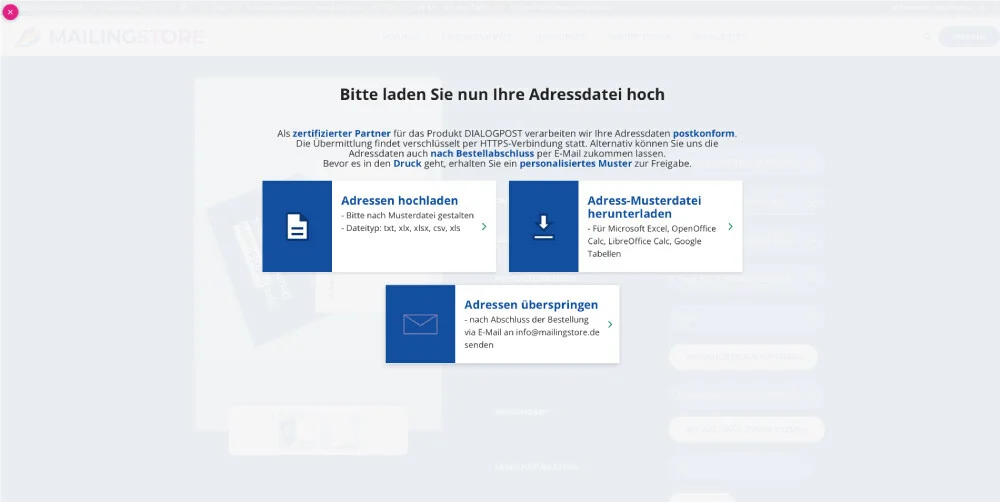 Adressdatei Hochladen
