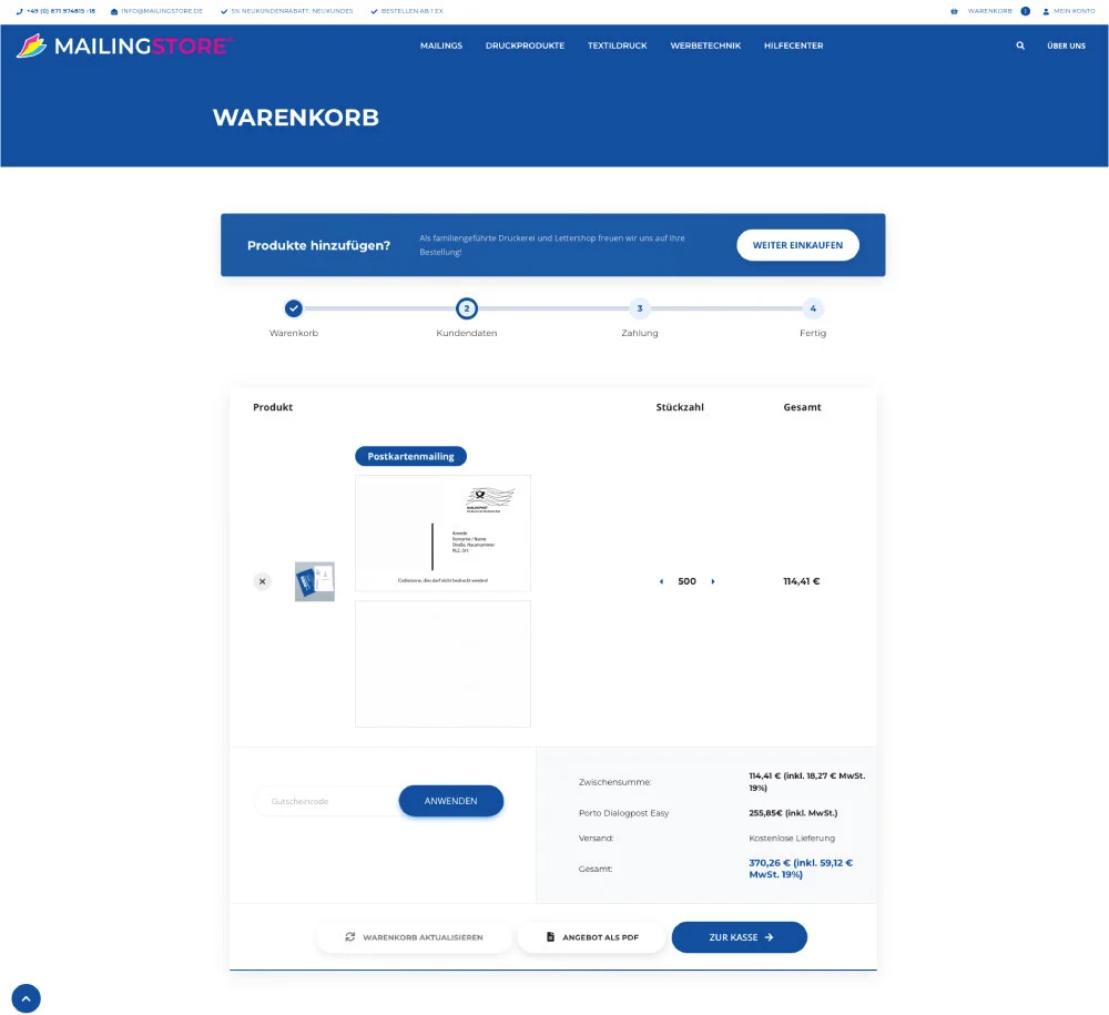 Übersicht Print Mailing