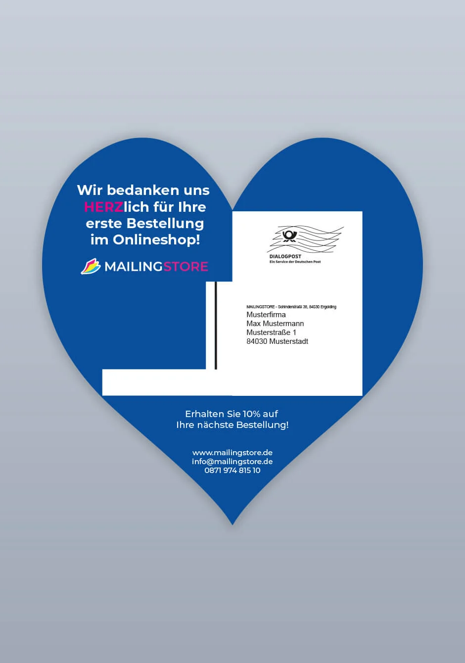 Herzförmiges Postkarten Mailing
